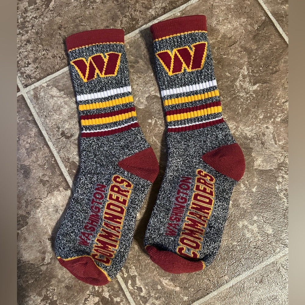 Rare Washington Commanders Gray and Red Crew Socks